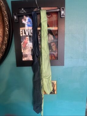 Two Men's Neckties - Navy Dot & Light Green